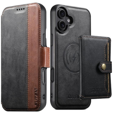 Suteni Q07S1 3-in-1 Detachable Wallet MagSafe Splicing Leather Phone Case, For iPhone 15 Pro Max, For iPhone 15 Pro, For iPhone 15 Plus, For iPhone 15, For iPhone 14 Plus, For iPhone 14, For iPhone 14 Pro, For iPhone 14 Pro Max
