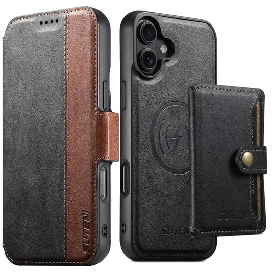 Suteni Q07S1 3-in-1 Detachable Wallet MagSafe Splicing Leather Phone Case, For iPhone 17 Pro Max, For iPhone 17 Pro, For iPhone 17, For iPhone Air, For iPhone 16 Pro Max, For iPhone 16 Pro, For iPhone 16 Plus, For iPhone 16