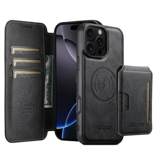 Suteni Q05S3 3-in-1 Detachable Vertical Flip Wallet MagSafe Leather Phone Case, For iPhone 16 Pro, For iPhone 16 Plus, For iPhone 16, For iPhone 15 Pro Max, For iPhone 15 Pro, For iPhone 15 Plus, For iPhone 15, For iPhone 14 Plus