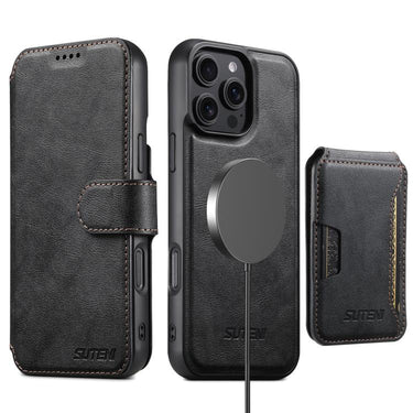 Suteni Q05S3 3-in-1 Detachable Vertical Flip Wallet MagSafe Leather Phone Case, For iPhone 16 Pro, For iPhone 16 Plus, For iPhone 16, For iPhone 15 Pro Max, For iPhone 15 Pro, For iPhone 15 Plus, For iPhone 15, For iPhone 14 Plus