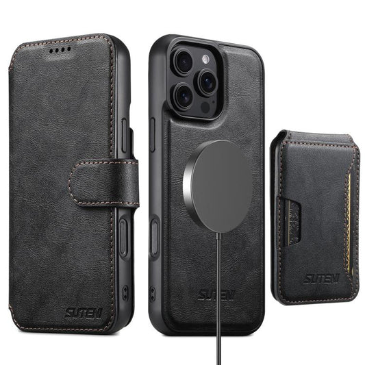 Suteni Q05S3 3-in-1 Detachable Vertical Flip Wallet MagSafe Leather Phone Case, For iPhone 12 Pro
