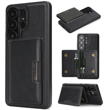 Strong MagSafe Magnetic Two-Fold Card Bag Leather Phone Cases for Samsung Galaxy