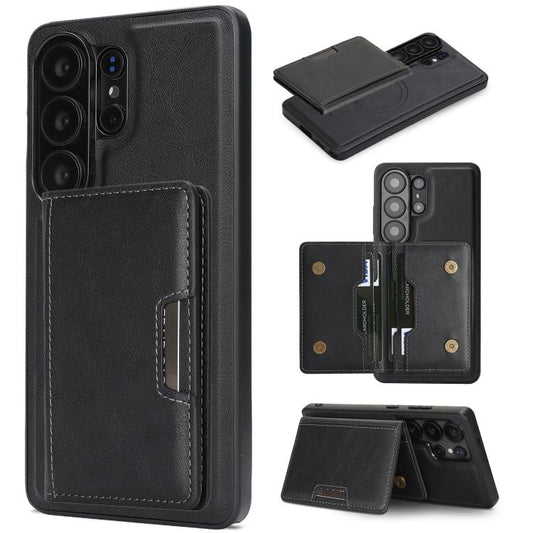 Strong MagSafe Magnetic Two-Fold Card Bag Leather Phone Cases for Samsung Galaxy