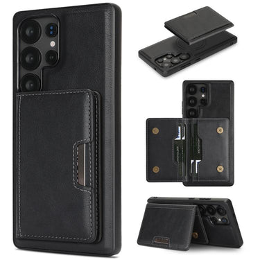 Kalebol Strong MagSafe Magnetic Two-Fold Card Bag Leather Phone Case, For Galaxy S22 Ultra 5G
