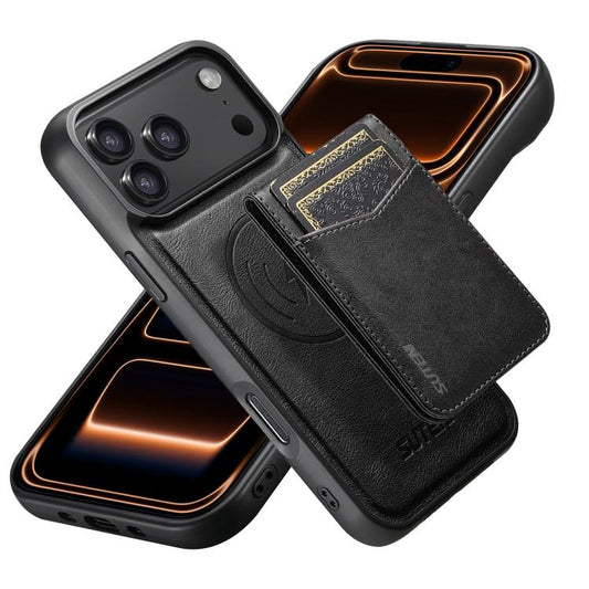 Suteni G5S5 2-in-1 Magnetic Detachable Bottle Opener Card Bag Cow Leather Back Phone Case, For iPhone 17 Pro Max, For iPhone 17 Pro, For iPhone 17, For iPhone Air, For iPhone 16 Pro Max, For iPhone 16 Pro, For iPhone 16 Plus, For iPhone 16