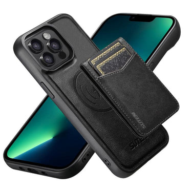Suteni G5S5 2-in-1 Magnetic Detachable Bottle Opener Card Bag Cow Leather Back Phone Case, For iPhone 13 Pro Max, For iPhone 13 Pro, For iPhone 13, For iPhone 12 Pro Max, For iPhone 12 / 12 Pro