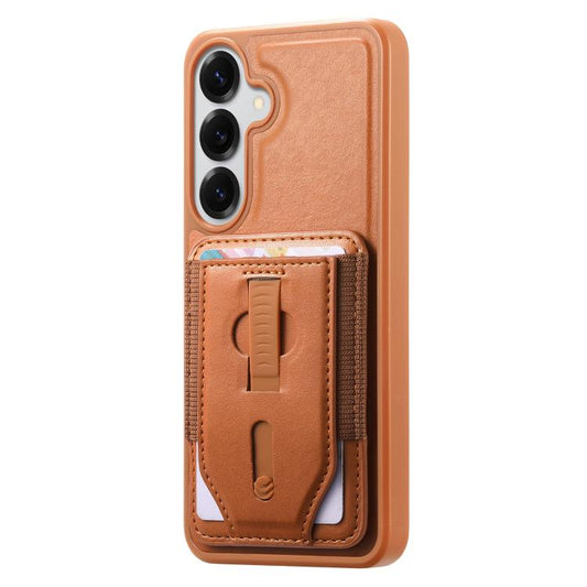 CaseNeo Retro Wristband Elastic Card Bag Magnetic Back Phone Case, For Galaxy S24+ 5G / S25+ 5G