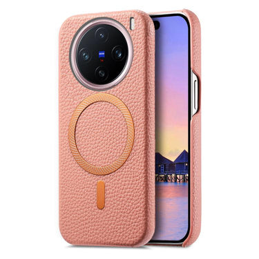 Litchi Texture Brushed MagSafe PU Back Cover Phone Case, For vivo X200, For vivo X200 Pro