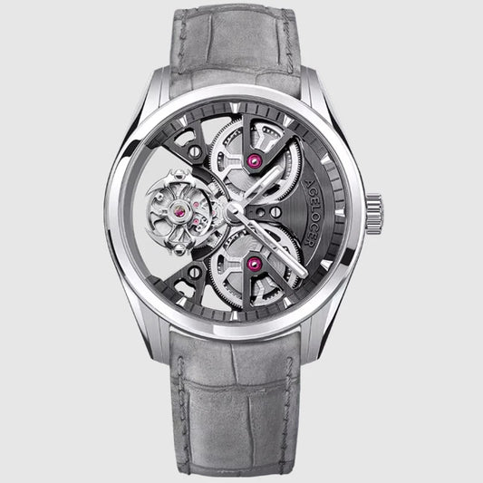 AGELOCER Men's Luxury Skeleton Manual Mechanical Watch Manta Tourbillon Free-sprung Balance Birthday Gift