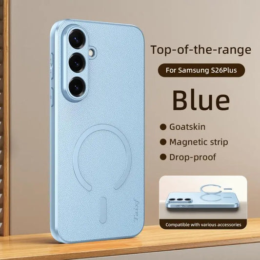 Sheepskin Vegan Leather Magnetic Phone Case, For Galaxy S26+ 5G, For Galaxy S26 Ultra 5G, For Galaxy S25 FE 5G, For Galaxy S25 5G, For Galaxy S25+ 5G, For Galaxy S25 Ultra 5G