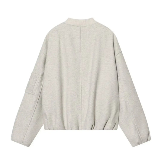 Stand up collar casual loose slimming pilot jacket woolen coat
