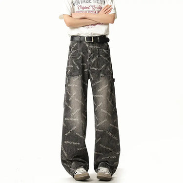 Straight-leg denim pants for men