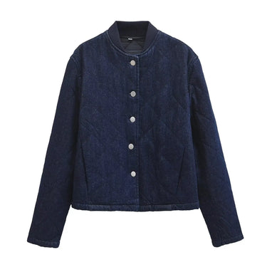 Street standing collar denim washed cotton jacket