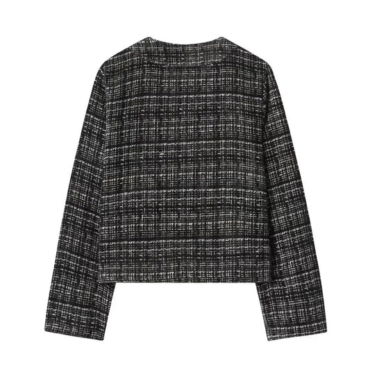 Texture round neck suit long sleeved jacket