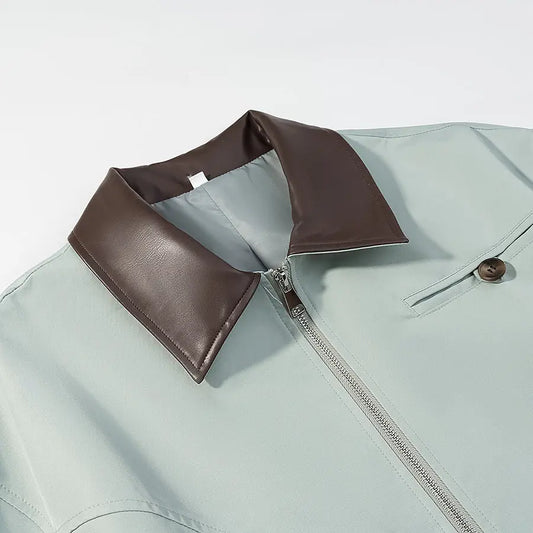 Versatile collar patchwork long sleeved jacket for summer