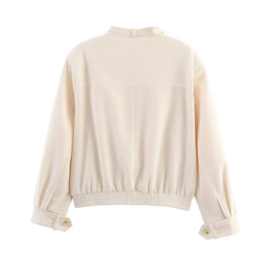 Versatile solid color textured button up jacket top