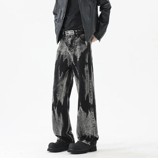 Vibe Style Gradient Black Denim Pants Men