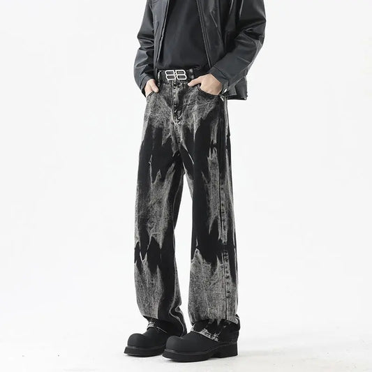 Vibe Style Gradient Black Denim Pants Men