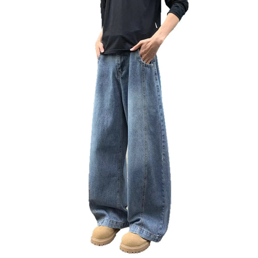 Vintage Blue Cut-Off Denim Pants for Men