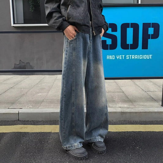Vintage Blue Cut-Off Denim Pants for Men