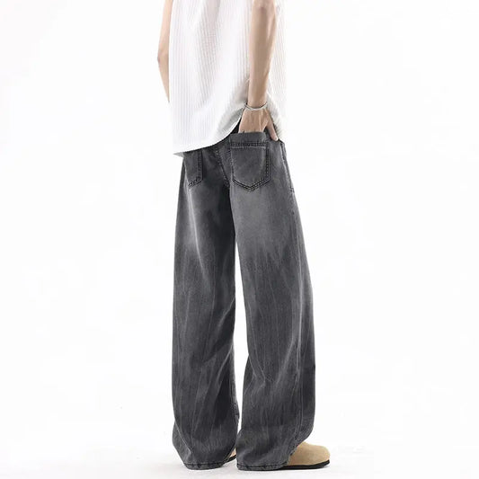 Vintage Blue Knife-Edge Denim Jeans for Men