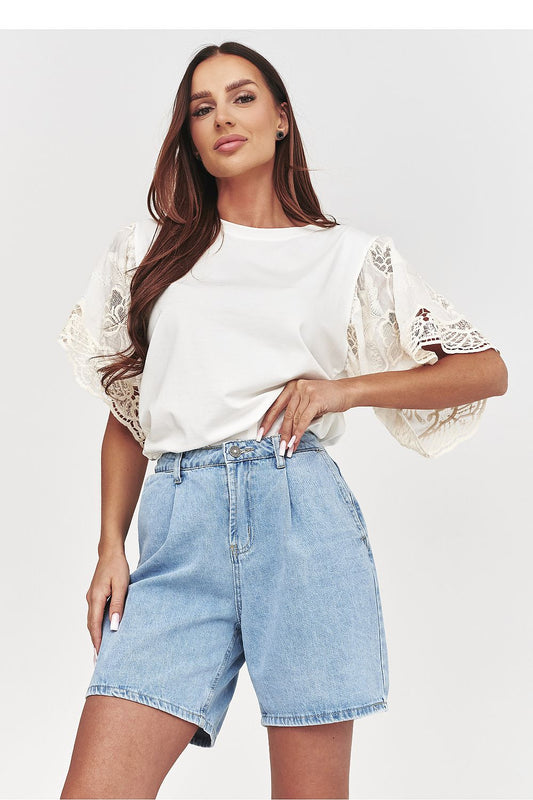 Denim shorts model 228315 Makadamia