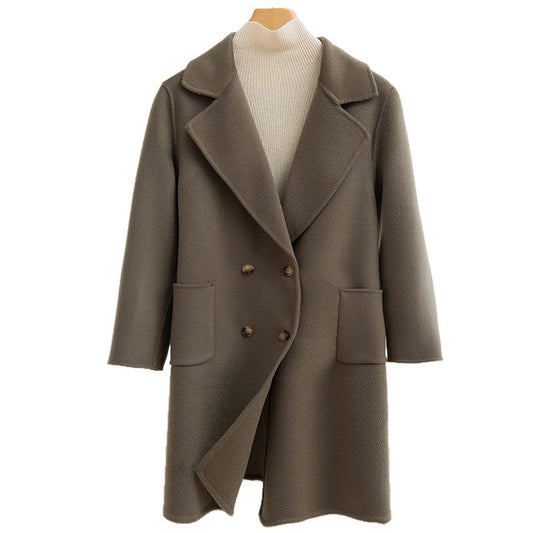 Fashion Double Breasted Woolen Coat Women