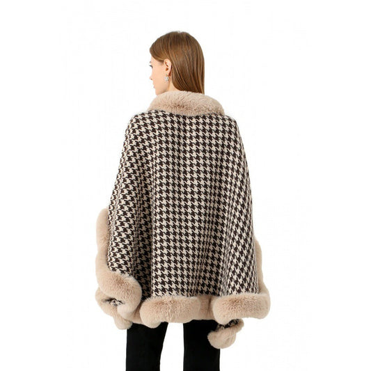 Tweed Shawl Scarf Cape Coat Women  