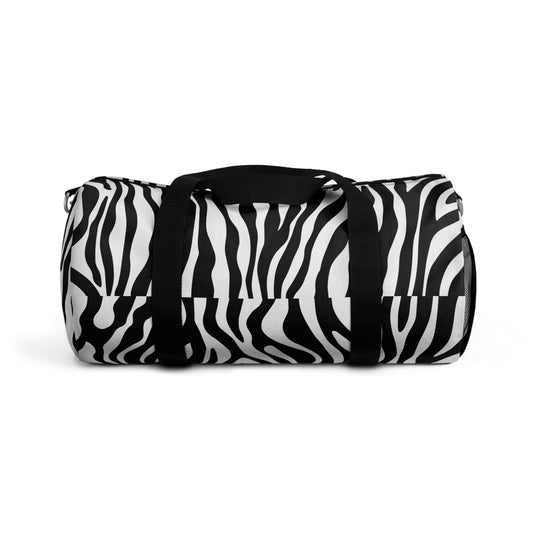 Zebra Print Duffel Bag – Black & White Animal-Pattern Weekender  