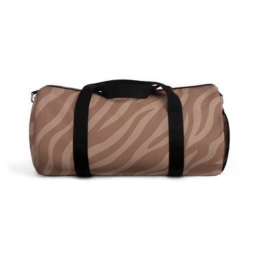 Beige Zebra Print Duffel Bag — Animal Print Travel Gym Bag  