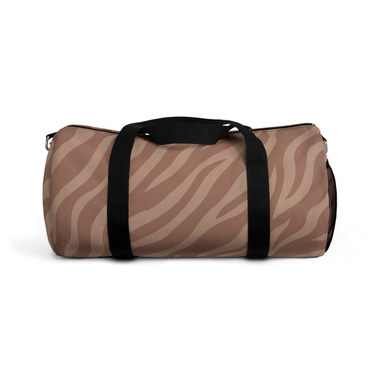 Beige Zebra Print Duffel Bag — Animal Print Travel Gym Bag  