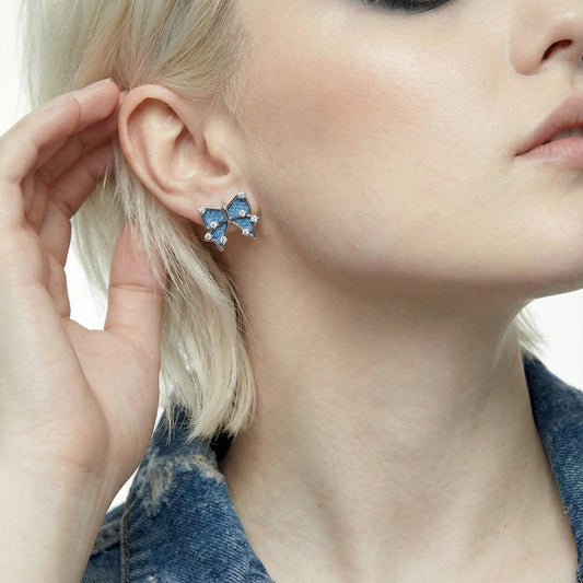 Denim Dreams Bow Earrings  