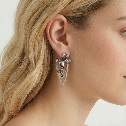 Serpent Cross Chain Earrings  