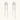 White gold plated baroque cross stud earrings with long cascading zirconia chains on cream background