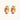 Gold-plated baroque stud earrings with coral-pink liuli stones and cubic zirconia crystals on white background.