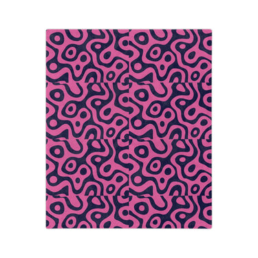 Velveteen Microfiber Blanket — Pink & Navy Abstract Pattern Cozy Throw  