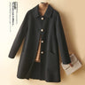 Wool Pearl Buckle Double-faced Woolen Goods Women's Doll Collar Mid-length Coat  