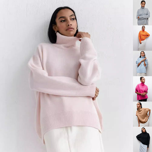Winter Turtleneck Sweater Ins Solid Color Long Sleeve Pullover Top Women's Clothing  