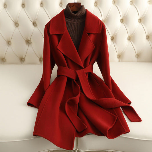 Small Reversible Cashmere Coat Women's Mid-length  