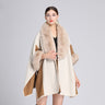 Imitation Rex Rabbit Fur Collar Cape And Shawl Women's Plus Size Loose Woolen Coat  
