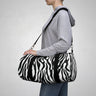 Zebra Print Duffel Bag – Black & White Animal-Pattern Weekender  