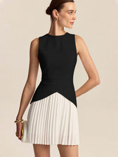 Women's Slim-fit Sleeveless Pleated Casual Dress  