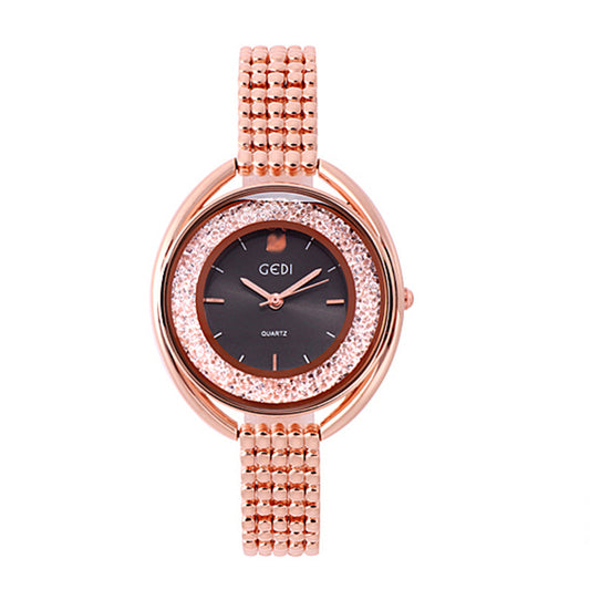 Watch Women Water Diamond British Watch Steel Band Waterproof Ladies Watch Utrano