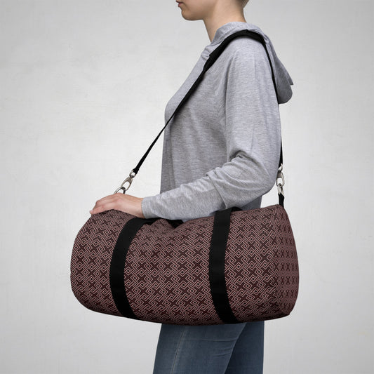 Brown Geometric Pattern Duffel Bag —Travel Gym Weekend Bag  