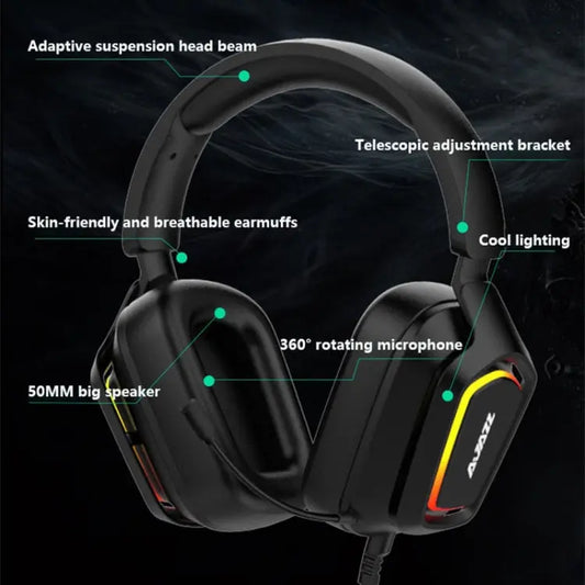 Ajazz AX368 Computer Game Audio Recognition RGB Headset, AX368 7.1 Channel Version Black, AX368 3.5mm Version Pink, AX368 3.5mm Version Black, AX368 7.1 Channel Version Pink Utrano