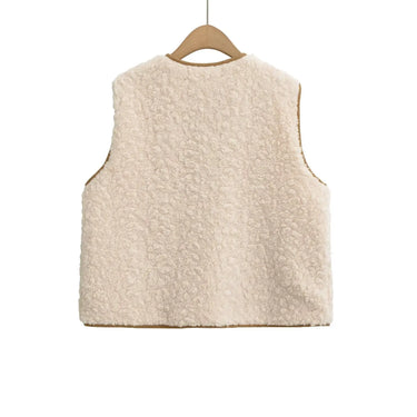 Bow tie spring decoration lamb fur vest  