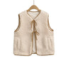 Bow tie spring decoration lamb fur vest  