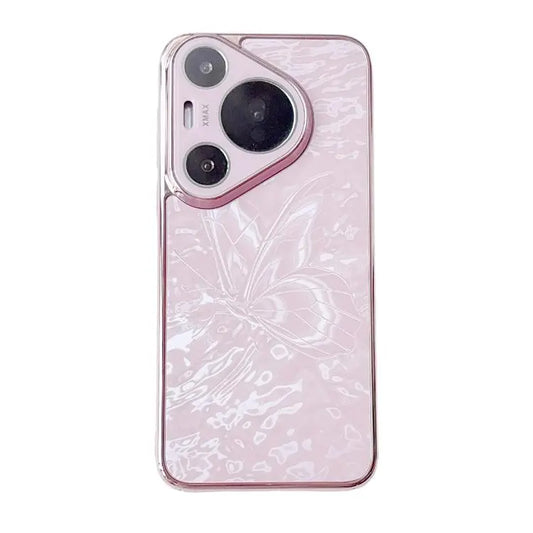 Butterfly Pattern Electroplated PC + Glass Phone Case, For Huawei Pura 70  