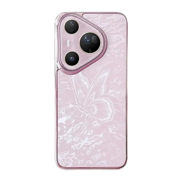 Butterfly Pattern Electroplated PC + Glass Phone Case, For Huawei Pura 80 Ultra 5G, For Huawei Pura 80 Pro 5G, For Huawei Pura 80 5G, For Huawei Pura 70 Pro  
