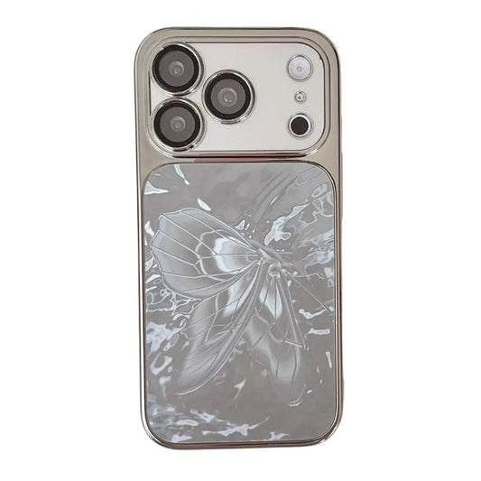 Butterfly Pattern Electroplated PC + Glass Phone Case, For iPhone 17 Pro Max, For iPhone 17 Pro, For iPhone 17, For iPhone 16 Pro Max  